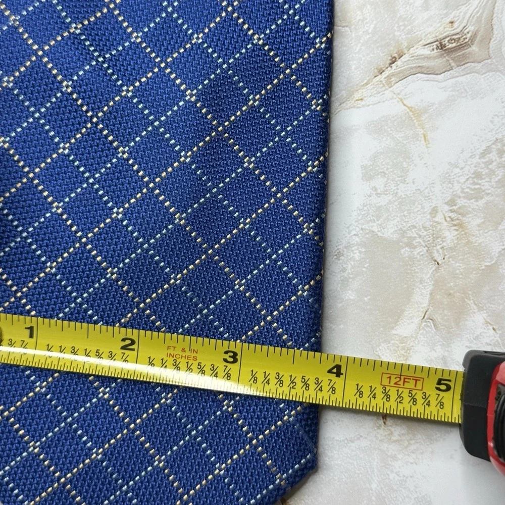 Pink Thomas Mens Silk Tie Blue Print 3 3/4